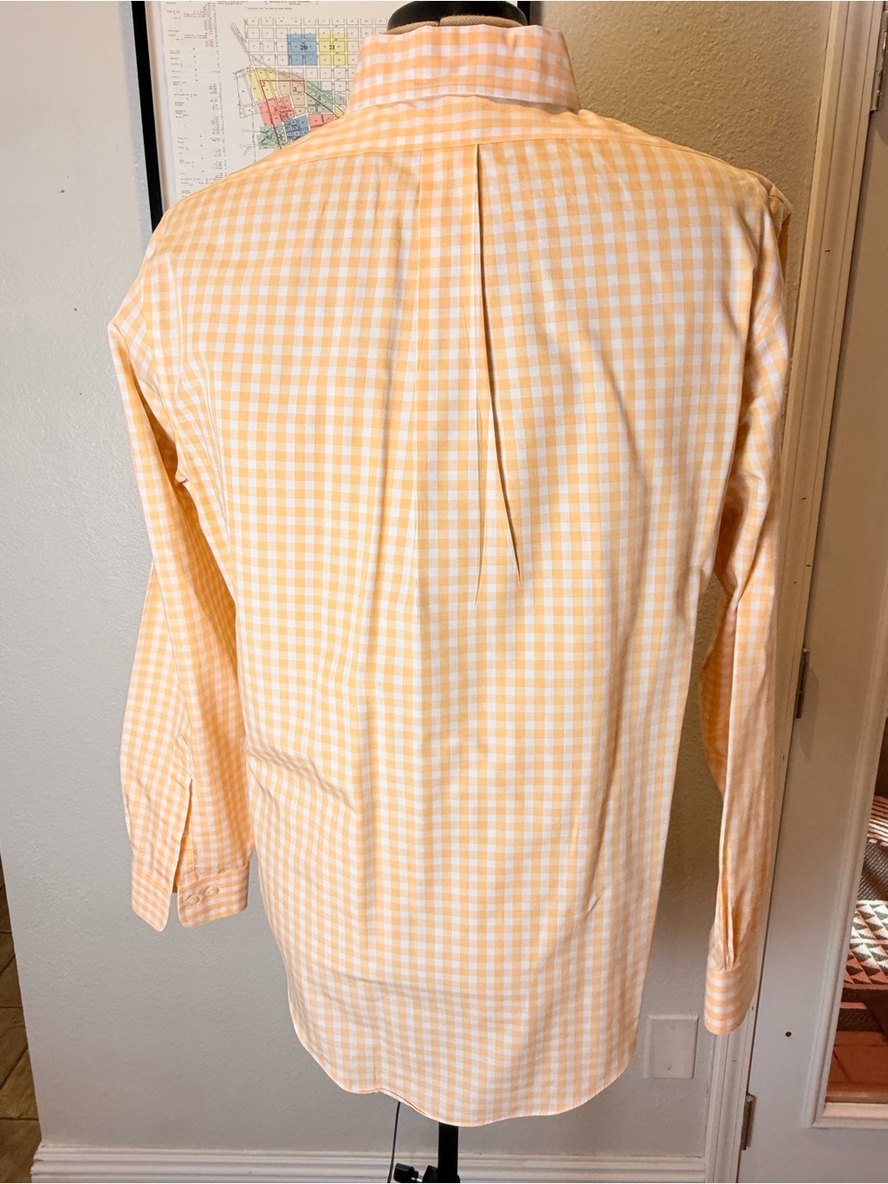 Brooks Brothers Original Polo L Orange Gingham Supima Non-Iron Shirt - Picture 5 of 12